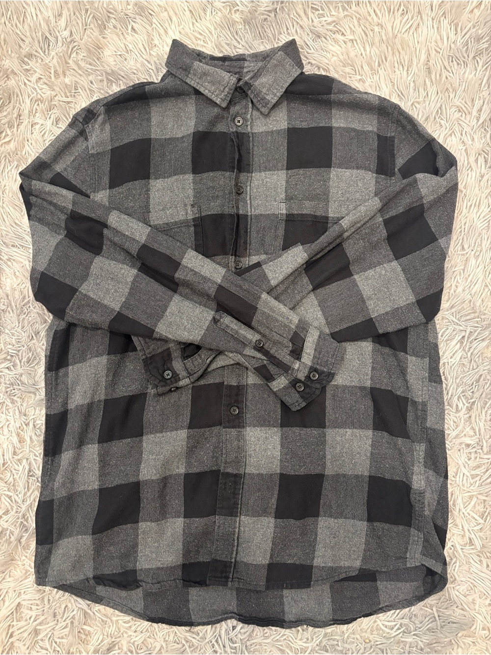 H&M Black and Gray Plaid Button-Down Shirt